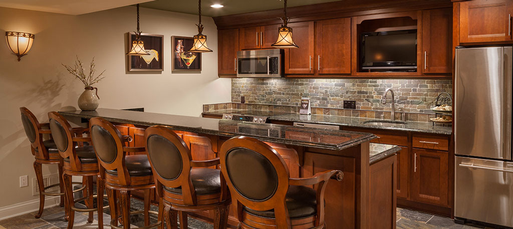 bar counter and chairs